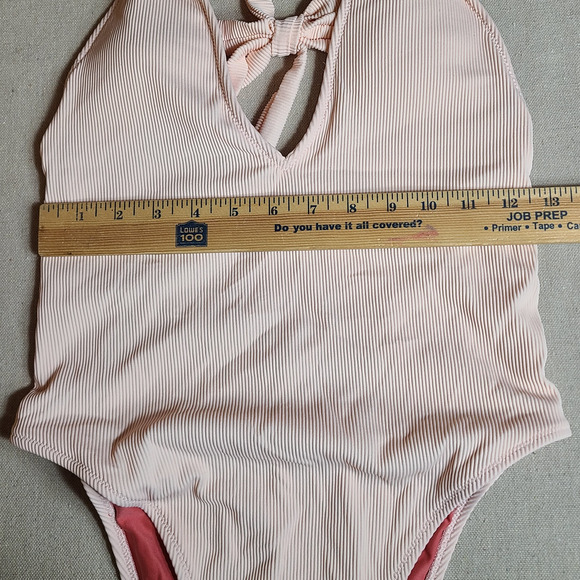 NWT Aerie One Piece Swimsuit Pale Pink Textured Ribbed Halter Neck Size M - Picture 13 of 15